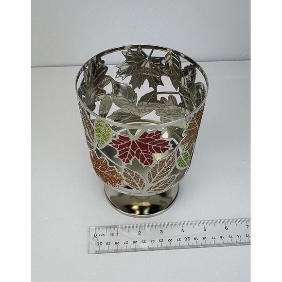 Bath and Body Works Maple Leaf 3‎ Wick Leaves Candle Holder Fall Green Yellow - Picture 9 of 10